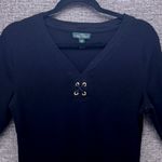 Ralph Lauren Lauren Jeans Co Womens Henley L Black Alt ASO Bella Swan Elena Gilbert Waffle Photo 1