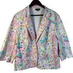 Tara Jones Paisley Floral Blazer Jacket Size 18W Plus Cotton Stretch Artsy White Photo 0