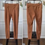Spanx  Camel Tan Sueded Moleskin Fabric Leggings L Photo 1