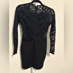 Parker  Black Dress with Lace Sleeves Photo 3