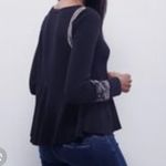 Free People X Marion Embroidered Thermal Waffle Knit Long Sleeve Cuff Top Black Photo 2