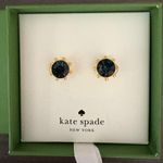 Kate Spade Flying Colors Bezel Stud Earrings Montana Blue NWT Photo 2