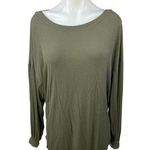 Free People Army Green Low Open Back Long Sleeve Shimmy Shake Blouse Top Size S Photo 0