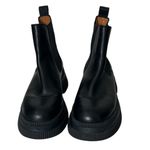 Ganni  Black Leather Chelsea Boots Women’s US 8 Platform Lug Sole Grunge Photo 1