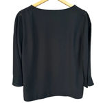 Talbots Size L Black Blouse Shirt With Lace Insets, Zip Side and 3/4 Sleeves Photo 1