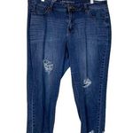 Lane Bryant Distressed Crochet Trim Girlfriend Crop Mid Rise Jeans Plus Size 18 Photo 0