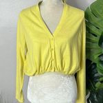 CAbi • #698 Yellow Long Sleeve Button Front Crop Knit Cardigan Sweater Photo 2