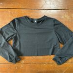 SheIn Black Cuffed Sleeve Crop Sweatshirt Photo 0