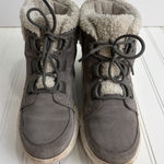 Sorel Kinetic Slim Boot Gray Suede Fleece Lined Winter Sneaker Boots Size 9 Photo 0