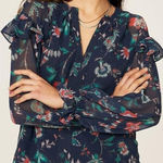 Derek Lam  Collective Floral Ruffle Blouse – Blue – IT 46 (US 8 / M) Photo 0