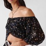 Ba&sh Topaz Floral Crop Top in Black, Size L, NWT Photo 4