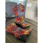 Azalea Wang Midcalf Multicolor Snakeskin Print Western Boots Red/Yellow Size 6 Red Photo 2