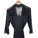 Jane Lamerton black satin lace trim belted midi robe size small NEW Photo 3