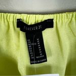 Forever 21 NWT  Crop Top Womens S Neon Yellow Textured Puff Sleeve Milkmaid Boho Photo 3