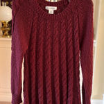Free People Maroon Cable Knit-Sweater Crewneck Photo 0