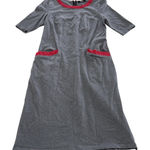 Eshakti Dress Womens 4 Knee Length Short Sleeve Pockets Spandex Red Trim Photo 0