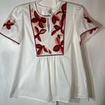 Madewell Embroidered Bohemian Floral Short Sleeve Embroidered Blouse Size Small Photo 4