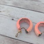 Vintage Clip On Earrings Retro Hoops Peach Like Tone Photo 6