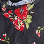 ZARA Cropped Twist-Knot Long-Sleeve Crop Top with Rose Flower Print, Size Medium Photo 8