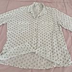 Just living white anchor print button up roll tab sleeve shirt, size L marine Photo 14