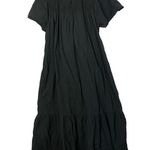 Madewell Black Embroidered Smocked Midi Dress S Photo 4