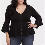 Torrid  black stretch challis bell sleeves midi top size 4,(4X) Photo 0