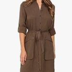ATM Anthony Thomas Melillo Belted Shirt Dress Large Brown Photo 0