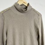 Calvin Klein turtleneck sweater with gold buttons beige tan khaki ribbed Size L Photo 3