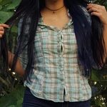 Timing mint and gray plaid top Photo 1