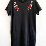 Torrid Dress Mini French Terry Tee Shirt Dress Black w/ Embroidery Sz 1X (1) GUC Photo 6