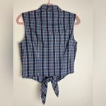 Talbots Vtg 90s M Tie Knot Collar Plaid Cropped Shirt Americana Country Western Photo 5