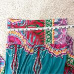 Pleated Blue and Pink Medallion Print Maxi Wide Leg Pants for Resort Wear Size L Photo 2