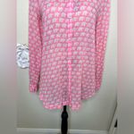 Anthropologie NTM:  Hei Hei Pink Elephant Print Gauze Button Down Blouse Size S Photo 3