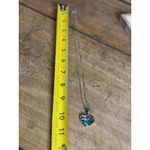 Sterling Silver Heart-Shaped Pendant With Abalone Inlay & Floral Detail On Chain Photo 7