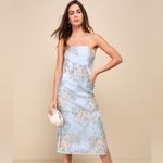 Lulus  Upgraded Event Blue Jacquard Bustier Strapless Midi Dress XL Formal NWT Photo 7