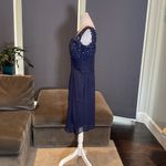 Women’s Blue Chiffon Lace Appliqué Sleeveless Dress with Matching Jacket Size 10 Blue Photo 6