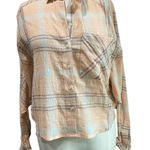 Free People  Paradise Garden Plaid Cropped Button Up Top Batwing Sleeve XS Photo 0