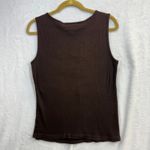 Karen Scott M Brown Ribbed Beaded Sleeveless V-Neck Tank Top Cotton Y2K Retro Photo 3