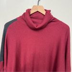 Lole  Wine Burgundy Color Block Turtleneck Sweater Split Hem Tunic Size Small Photo 1