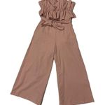 Saints + Secrets Strapless Cropped Linen Jumpsuit - Pink - Small Photo 0