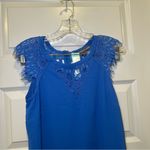Stitch Fix NWT Brixon Ivy  Blue Jarred Lace Detail Cap Sleeve Blouse S Photo 6