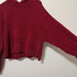 Aerie  Marshmallow Fuzzy Hoodie Size Large Red cozy fall winter sweater Photo 4