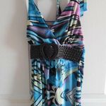 New Sexy Braided Halter Dress W/Heart Belt Size Small Blue Photo 0