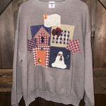 Jerzees VTG  Crewneck Sweatshirt XL Patchwork Country Farmhouse Snowman Photo 0
