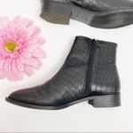 Napoleoni Italy Croc Embossed Leather Moto Zip Ankle Boots: Black Size 7.5 Photo 4