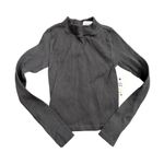 Love Poem Ribbed Long Sleeve Crop Top in Gray, Size M/L​​​ Gray Size M Photo 0