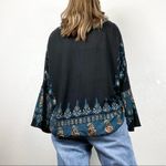 Free People Black & Gold Medallion Wide Sleeve Peasant Blouse Photo 1