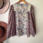 Anthropologie HD IN PARIS Chinoiserie Peasant Blouse BOHO FLORAL SHEER Size 2 Photo 9