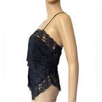 First Love  Vintage 70s Black Goth Romantic Floral Lace Lingerie Romper Teddie Photo 2