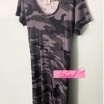 Current/Elliott Slouchy Scoop Neck Dress Distressed Black Camo Camouflage Mini 0 Photo 5